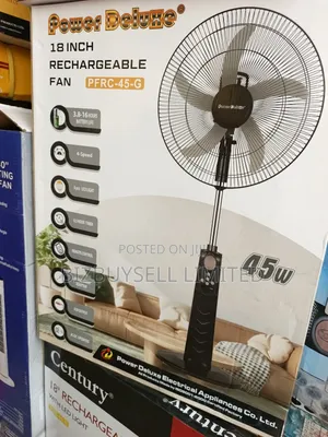 18" Inches Power Deluxe Rechargeable Standing Fan.