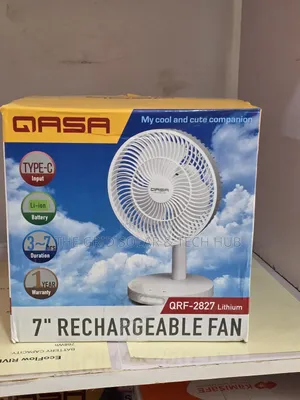 Qasa 7-Inch Rechargeable Table Fan – Type-C Charging Lithium Battery