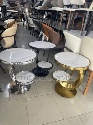 Marble Top Iron Frame Side Stool
