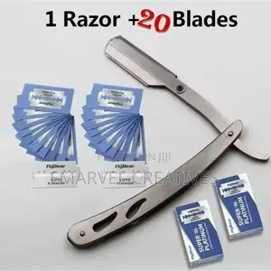 1set Men Straight Barber Edge Steel Razors, Stainless Steel Razor