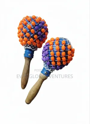 2 Set Multicolor Crystal Beads Shekere With Wooden Handle