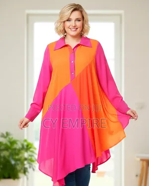 Asymmetric Color Block Plus Size Tunic Top