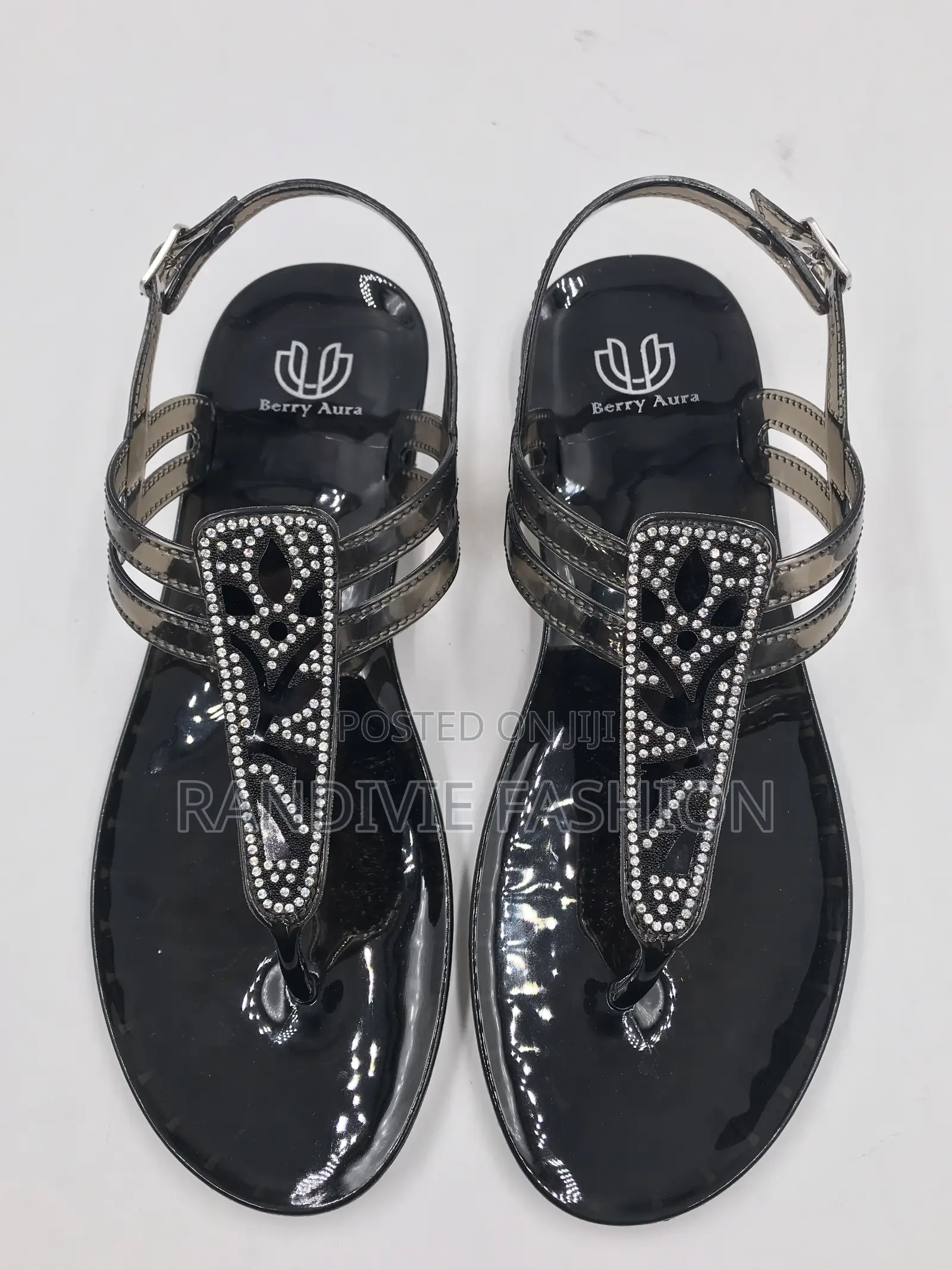 Black- Leaves Sandals