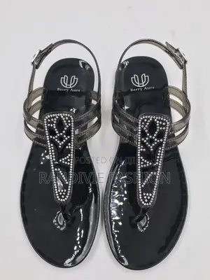 Black- Leaves Sandals