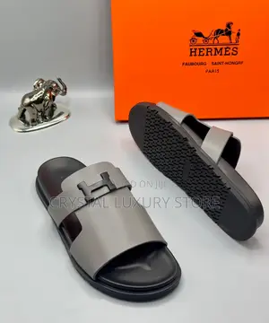 Hermes Quality Luxury Men Genuine Leather Sandals