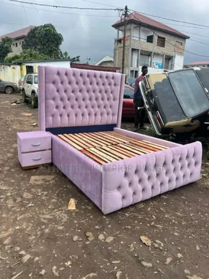 Upholstery Bedframe With Bedside Cabinet