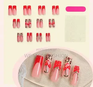 Leopard and Cherry Press on Nails
