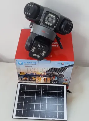 Triple Lens CCTV Solar Powered Cameras 4g Sim Card Enabled