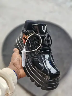Glossy Leather Naked Wolfe Lace Up Sneakers