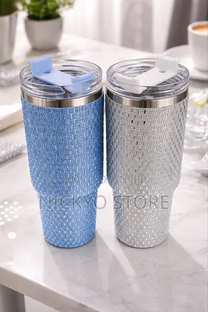 Luxury Rhinestone Stainless Steel Tumbler (With Lid Straw Slot)