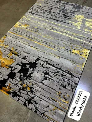 Quality Grey, Gold, Black Center Rug