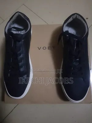 Voet Men's Vegan Leather Sneaker, Black, 12, New