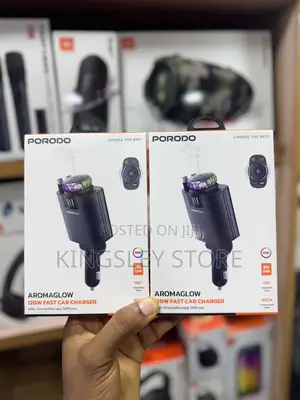 Porodo Aromaglow 120w Fast Car Charger Witharomatherapy Diffuser Black