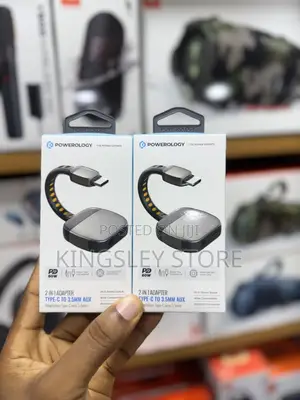 Powerology 2-in-1 Adapter Type-c To 3.5mm Aux - Gray