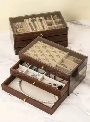 Walnut Jewelry Box - 3-Layer Drawer Jewelry Storage Box