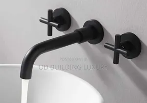 Conduit Black Wall-Mounted Mixer Sink Faucet With Dual Cross-Handles,
