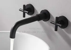 Conduit Black Wall-Mounted Mixer Sink Faucet With Dual Cross-Handles,