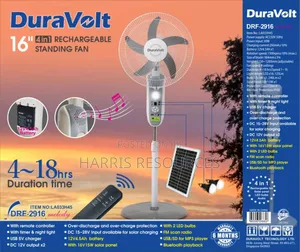 Duravolt 16 Inch Fan+ Bulbs Fan + Solar + Bluetooth DRF 2916