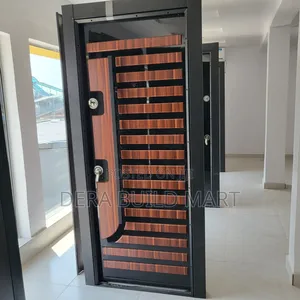 Slatted Wood-Design Armor Design Door