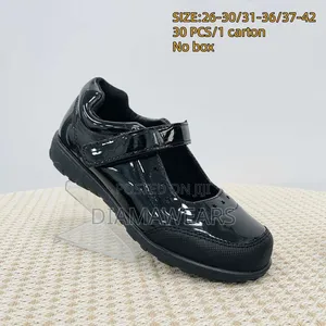Girls Black Low Heel School Quality Shoe
