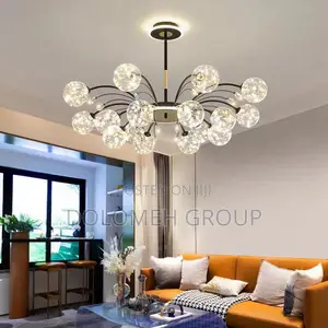Black Minimalist Clear Glass Chandelier
