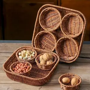 Rattan Woven Multipurpose Food Storage Basket Tray