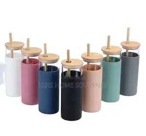 500ml Glass Water Bottle With Straw