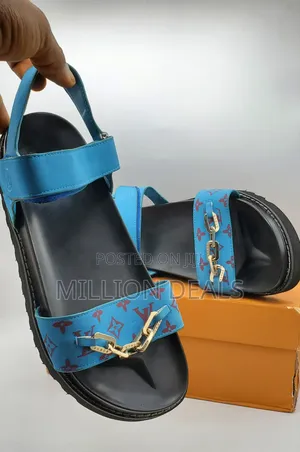 Simple Classic Blue Pattern Men’S Sandals 42