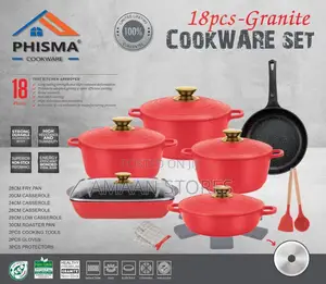 Phisma 18pcs Granite Cookware Set Non-Stick Pots