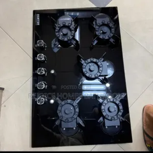 Luxury 5 Burner Black Glass Gas Cooker Hob With Cast Iron Grates