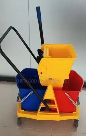 Commercial Grade Double-Bucket Mop Wringer Trolley