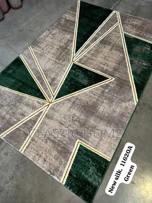 Grey Green Silk Center Rug
