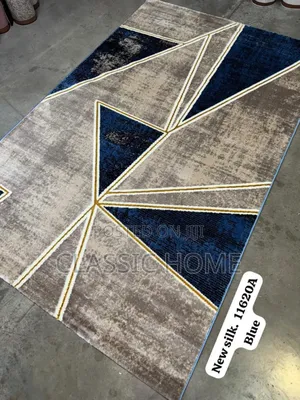 Blue Grey Silk Center Rug