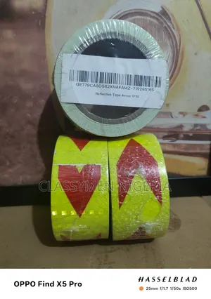 5cm (2 Inches) By 10m (10 Metres) Reflective Tape Arrow (Red/Yellow)