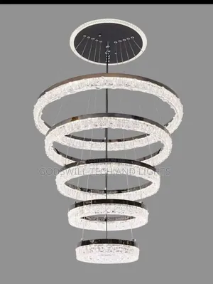 5-Ring Crystal Pendant Chandelier