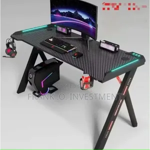 Modern Y Shaped RGB Led Gaming Table - Black