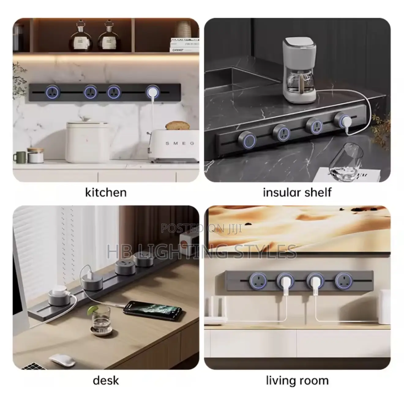 4 Plugs Removable Power Track Socket