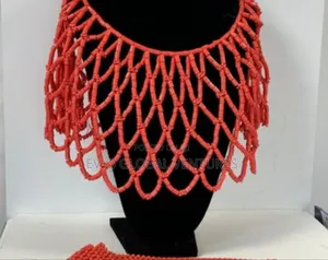 Edo Benin Beaded Coral Bridal Necklace