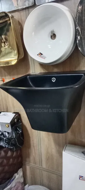 Black Wall Hung Washing Hand Basin