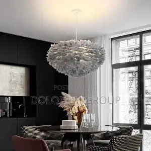 Grey Colored Feather Chandelier
