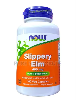 Now Slippery Elm 400mg 100 Veg Capsules _ Digestive Support