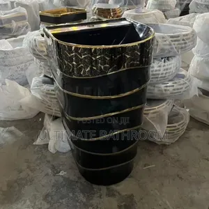 Black And Gold Standing Washing Hand Basin