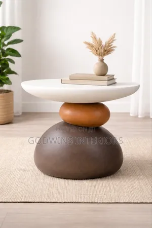 Pebble-Inspired Side Table in Minimalist Living Room