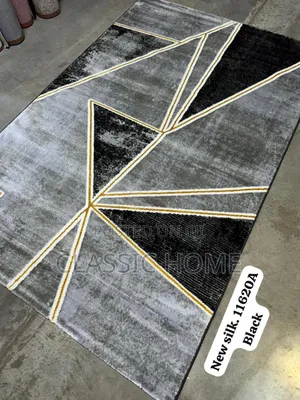 Original Silk Grey Black Center Rug