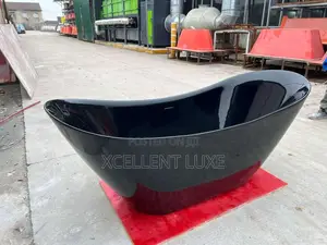 Acrylic Free Standing Bathtub Black(Canoe Shape)