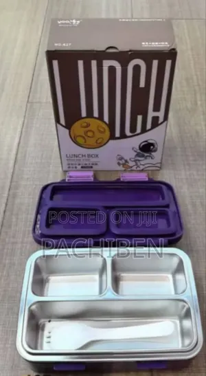 Insulated 3 Partition Lunch Box With Cutleries