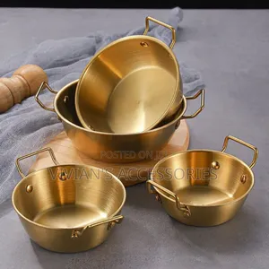 Stainless Steel Golden Salad, Snacks and French Fry Bowl With Handles.