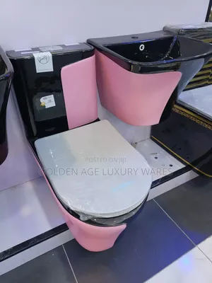Pink and Black Executive Wc Set With Wash Hand Basin
