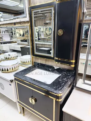 Black and Gold Cabinet Basin