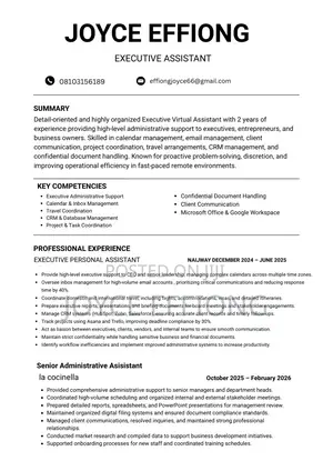 Proffessional Executive Assistant| Virtual Assistant | Admin Support